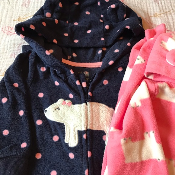 CARTERS Baby Girl Hooded Day Rompers Bundle of 2 - Picture 5 of 5
